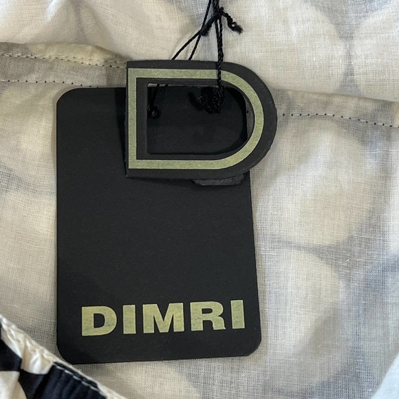 DIMRI SLEEVELESS POLKA DOT SQUARE NECK EMPIRE WAIST DRESS IVORY/BLACK MEDIUM NWT - Picture 12 of 16